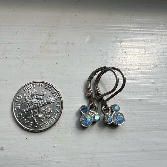 Disney Mickey Mouse AB Rhinstones Earrings Leverbacks Small - Picture 3 of 5